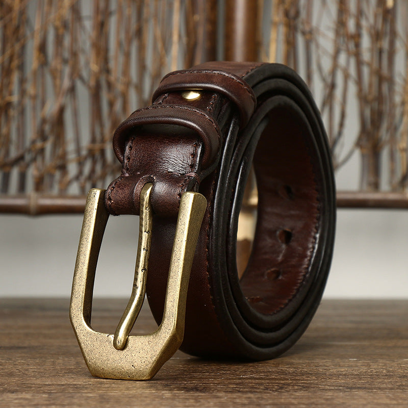 Thick Double-Sided Full Grain Leather Belt for Men