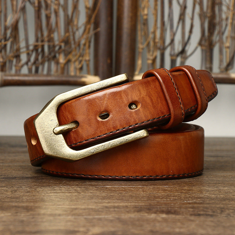 Thick Double-Sided Full Grain Leather Belt for Men