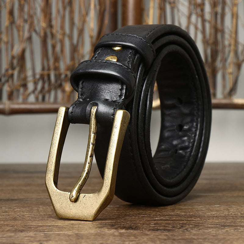 Thick Double-Sided Full Grain Leather Belt for Men