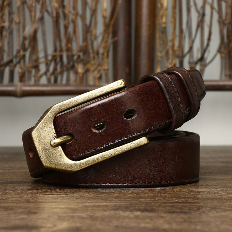 Thick Double-Sided Full Grain Leather Belt for Men