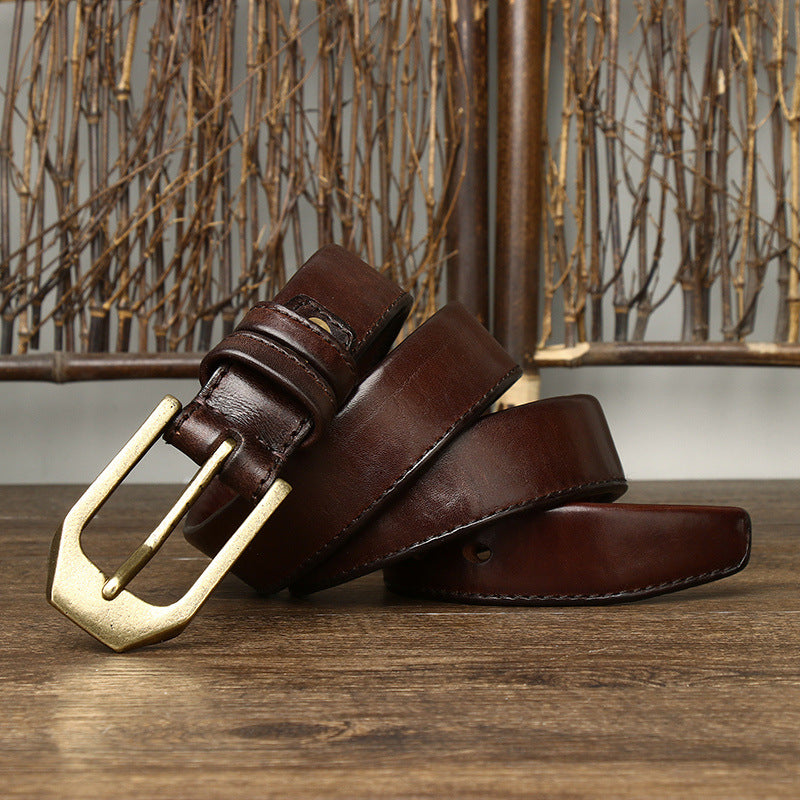 Thick Double-Sided Full Grain Leather Belt for Men