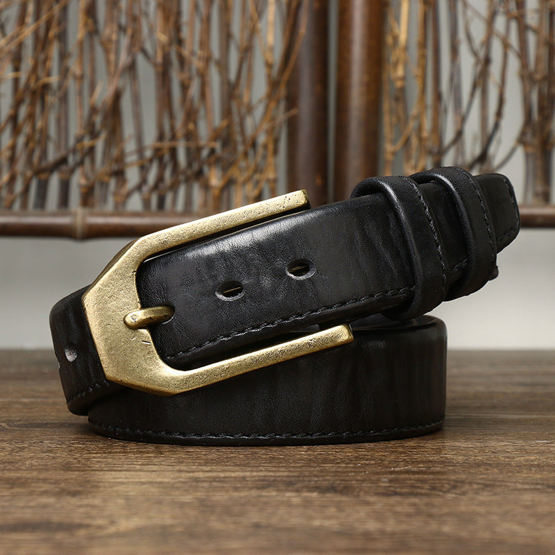 Thick Double-Sided Full Grain Leather Belt for Men