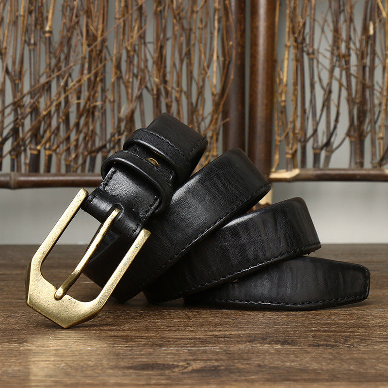 Thick Double-Sided Full Grain Leather Belt for Men