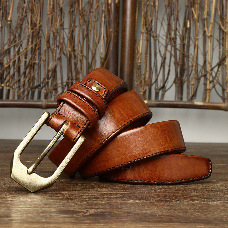 Thick Double-Sided Full Grain Leather Belt for Men